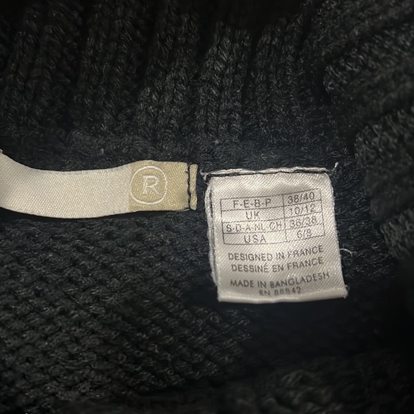 Black turtleneck cardigan sweater 6/8 - Picture 6 of 11